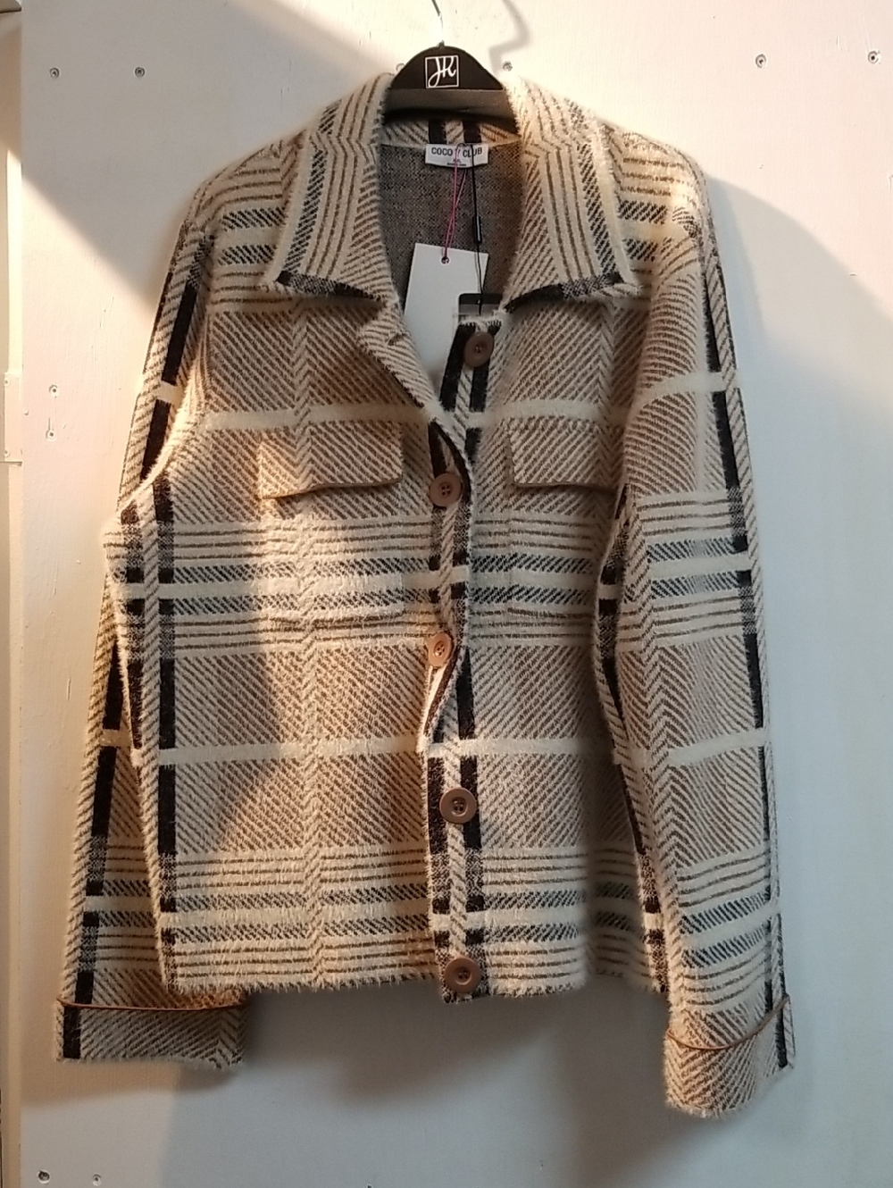 Beige Plaid Teddy Jacket